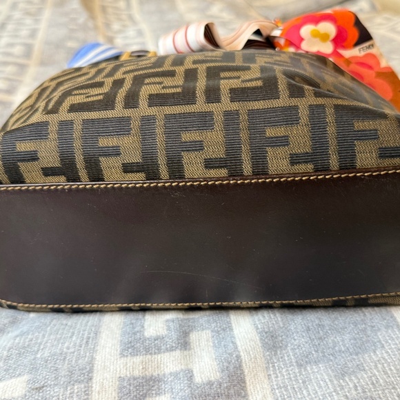Vintage Fendi FF Zucca Print Canvas Two Way Handbag  (Scarf not included.) - Picture 6 of 15